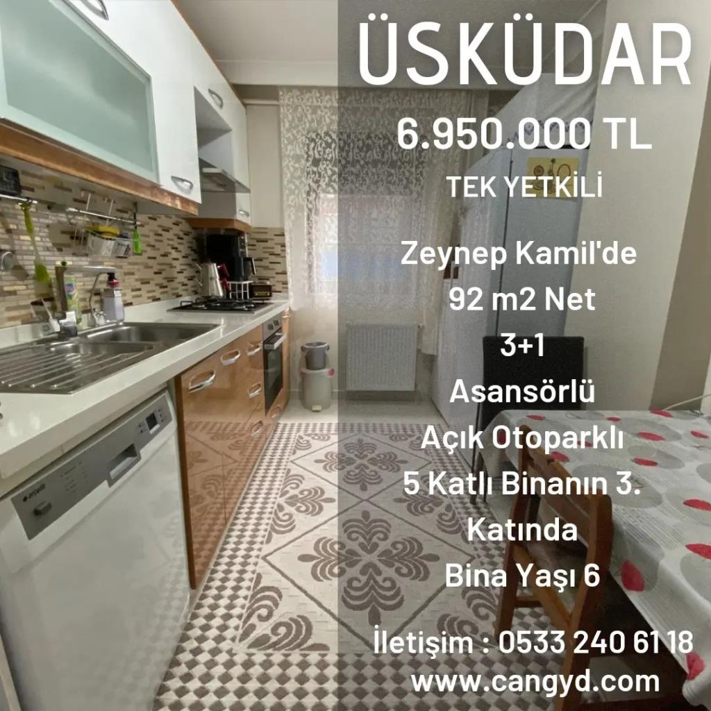 Üsküdar Zeynep Kamil'de 92 m2 Net Satılık Daire