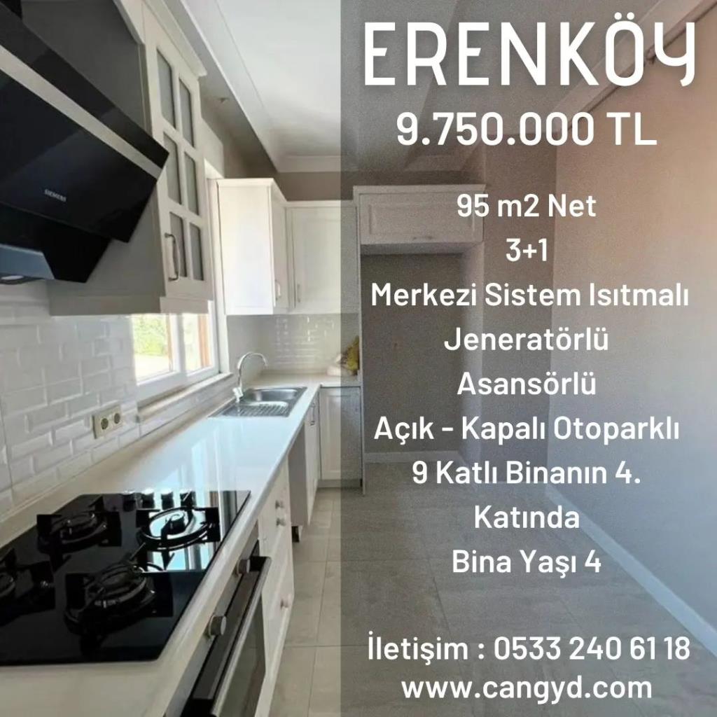 Erenköy'de 4 Yaşında 95 m2 Net Satılık Daire