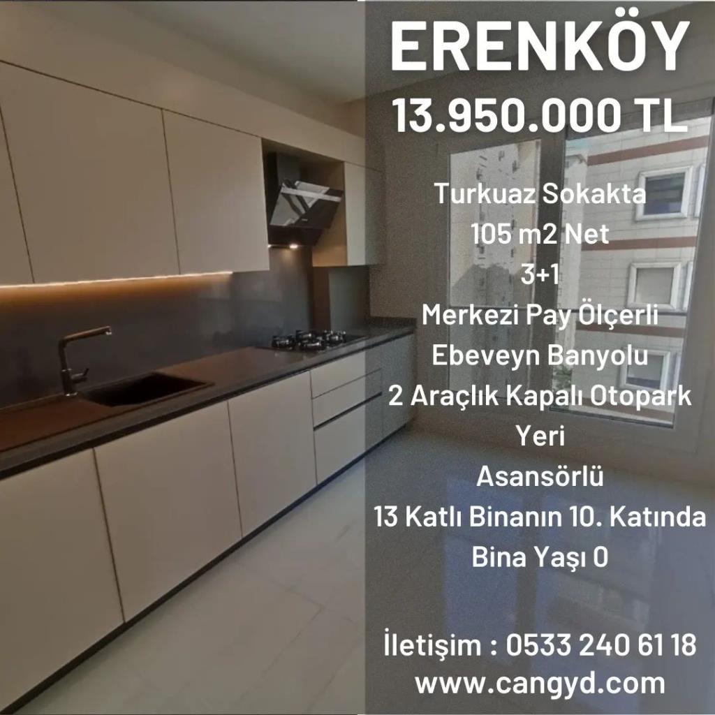 Erenköy Turkuaz Sokakta 105 m2 Net Satılık Daire