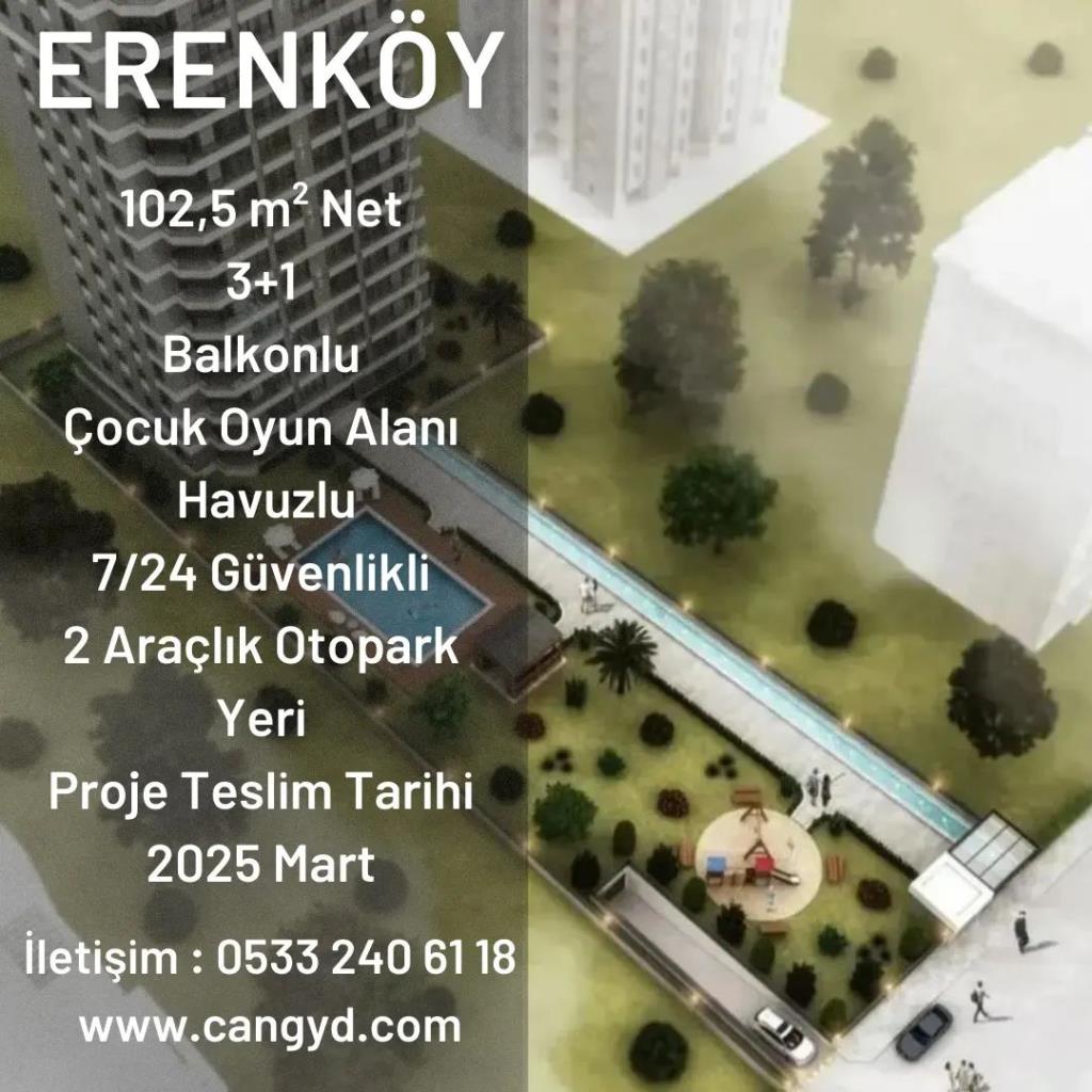Erenköy'de 102,5 m2 Net Satılık Daire