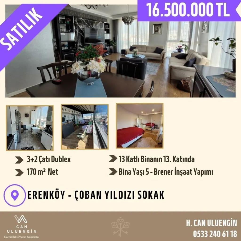 Erenköy Çoban Yıldızı Sokak'ta 170 m2 Net Satılık Daire