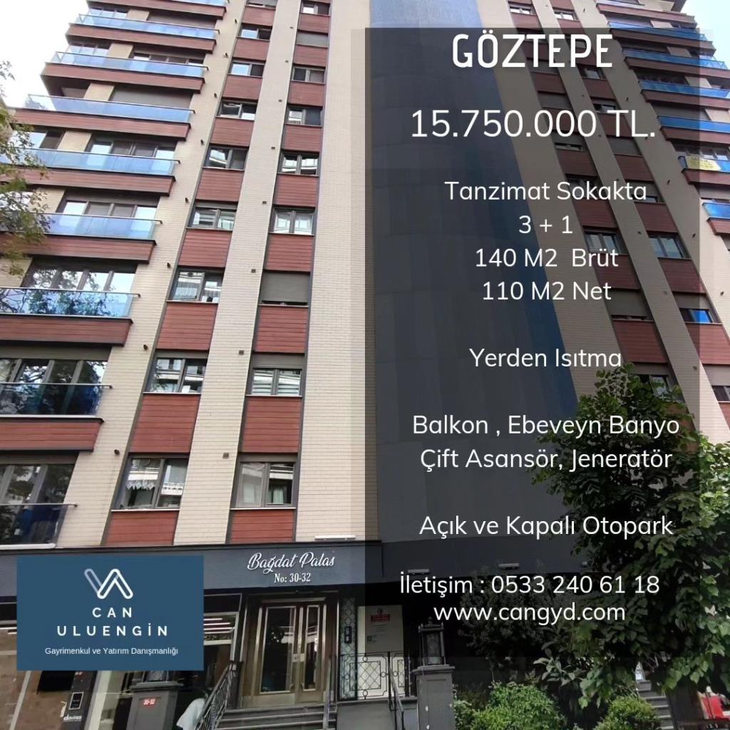 Göztepe Tanzimat Sokak'ta 110 m2 Net Satılık Daire