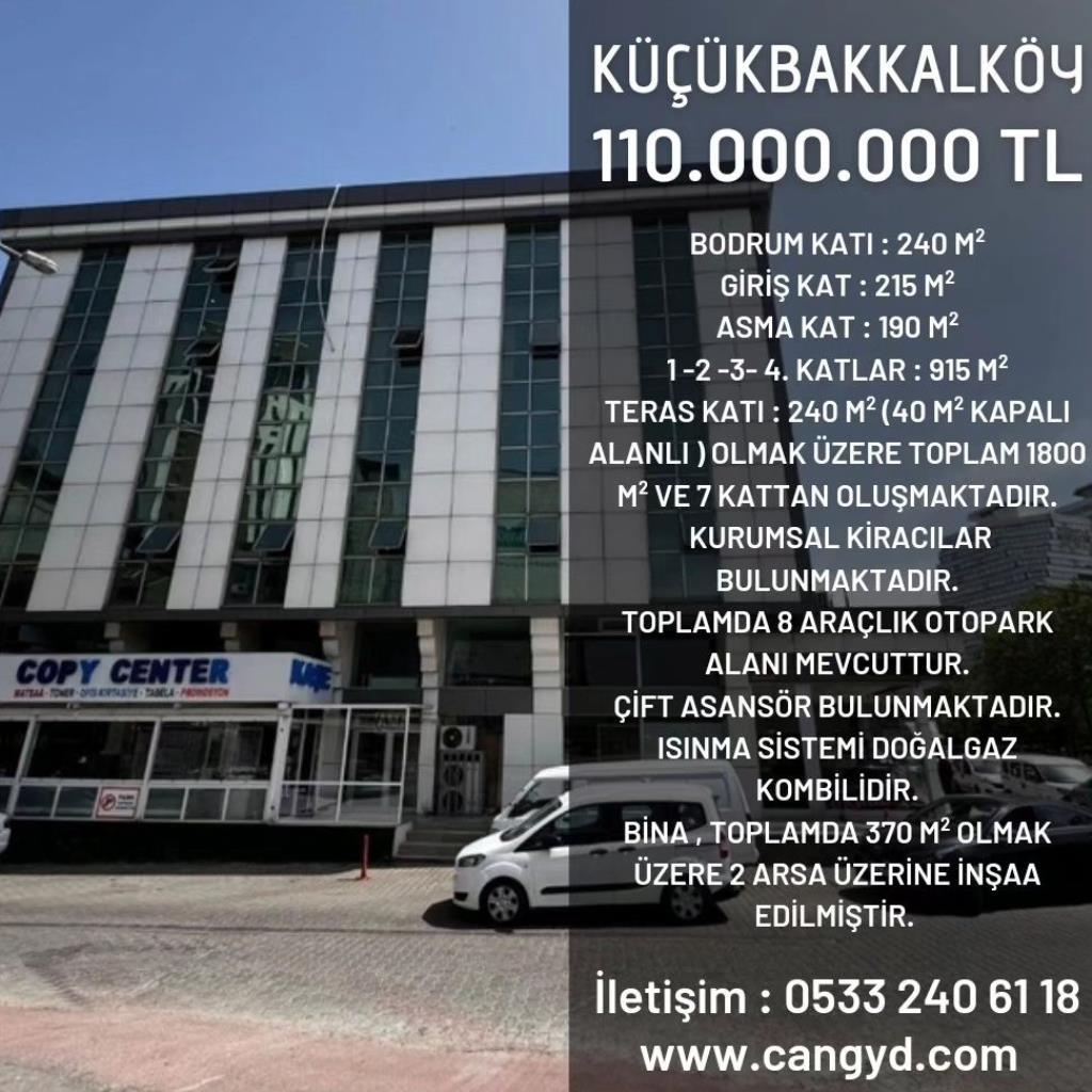 Küçükbakkalköy'de 1800 m2 Satılık Plaza