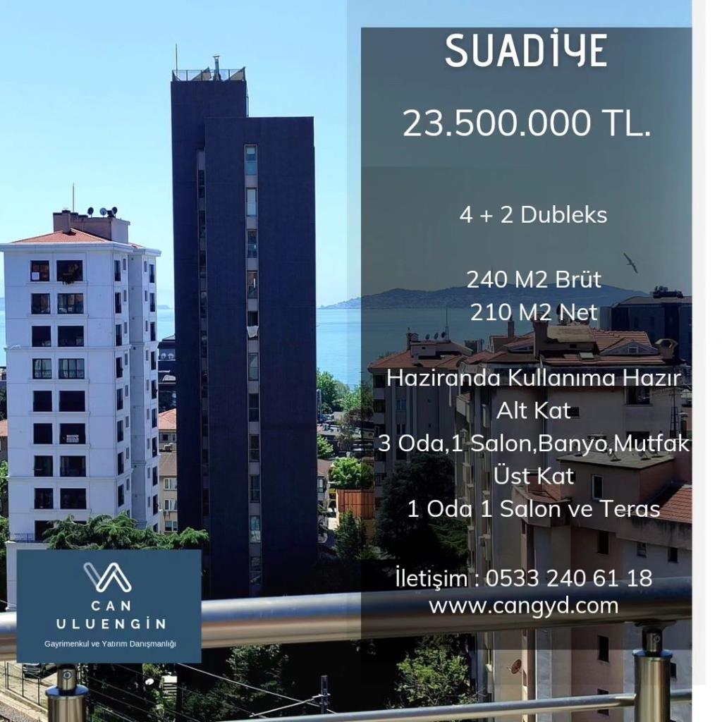 Suadiye'de Haziran'da Oturuma Hazır 210 m2 Net Satılık Daire