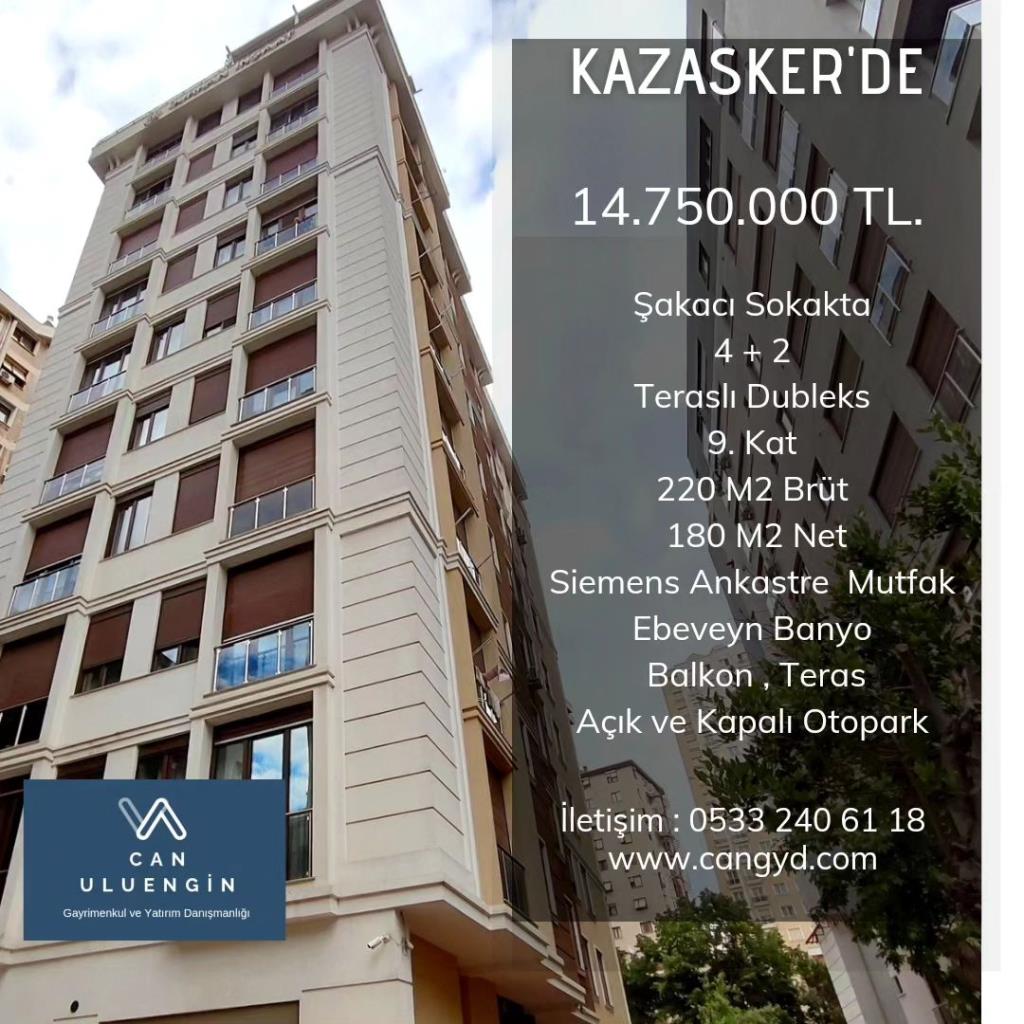 Kazasker Şakacı Sokak'ta 180 m2 Net Satılık Daire